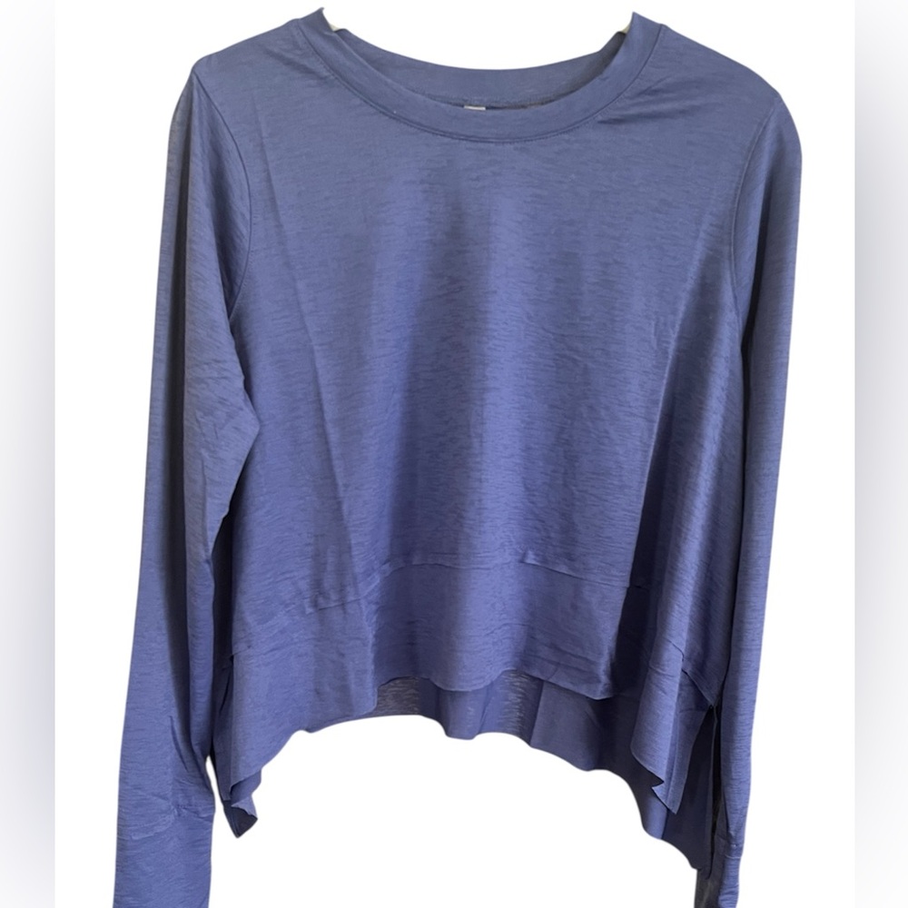 Zenana Semi Cropped Athleisure Women's Blue Long Sleeve Top